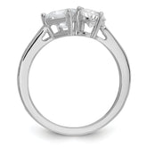 Cheryl M Sterling Silver Rhodium-plated Polished Pear and Square CZ Ring